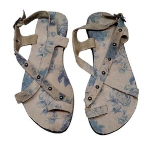 OTBT Womens Floral Loop Toe Sandals Flats shoes sz 7